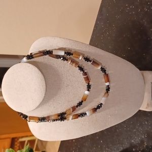 Jay King Black & Zebra Chalcedony Bead Necklace NEW